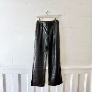 Dolce Cabo wide leg trousers black faux leather size small NWT